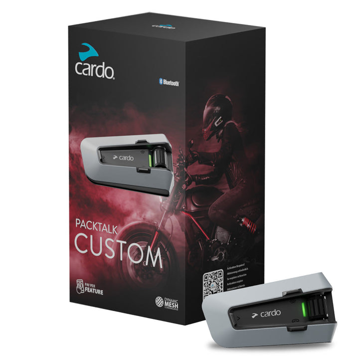 Cardo Systems Packtalk Custom shown with packaging 
