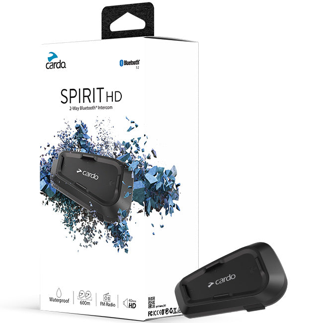 Cardo Spirit HD shown with its packaging 