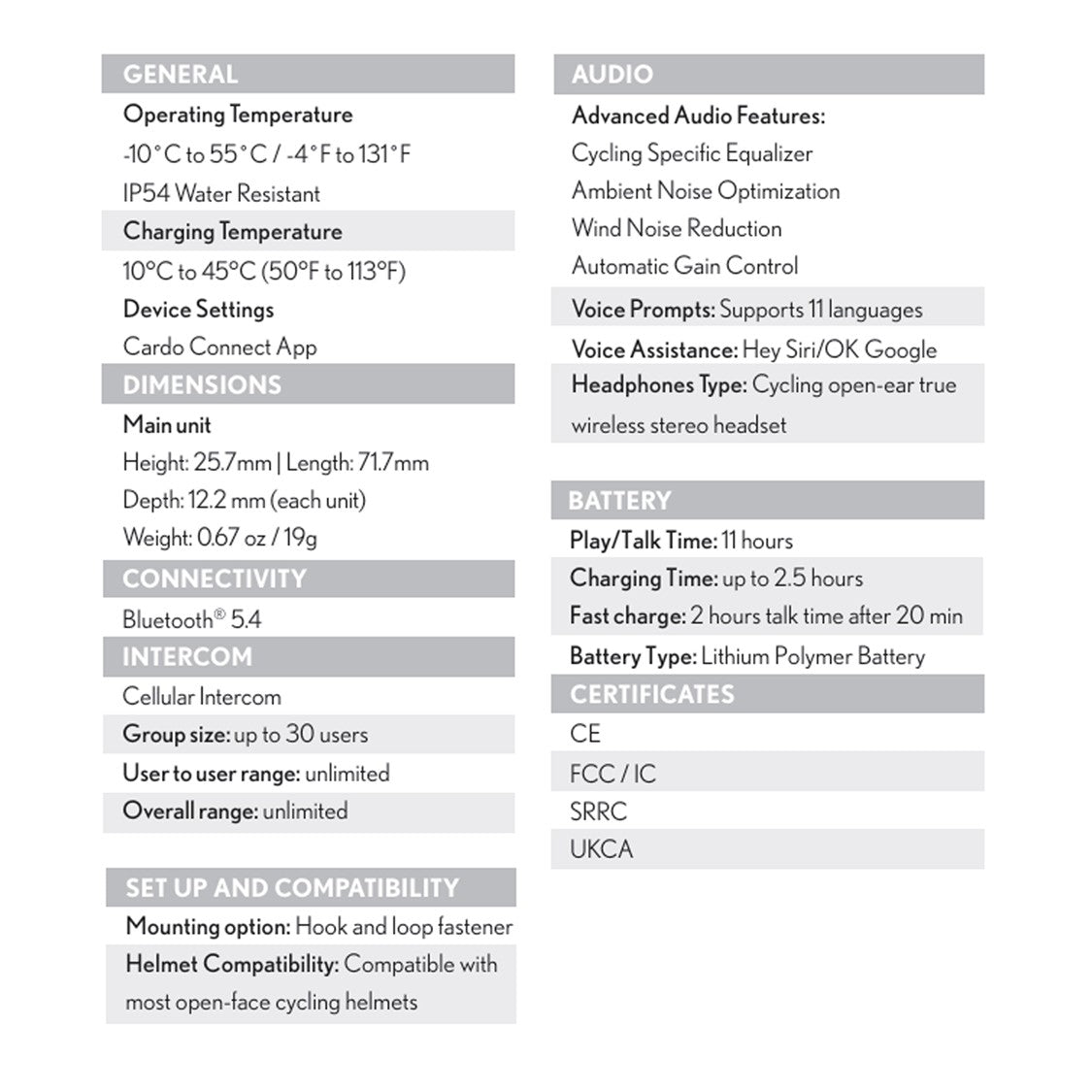 Cardo Sync_Specs